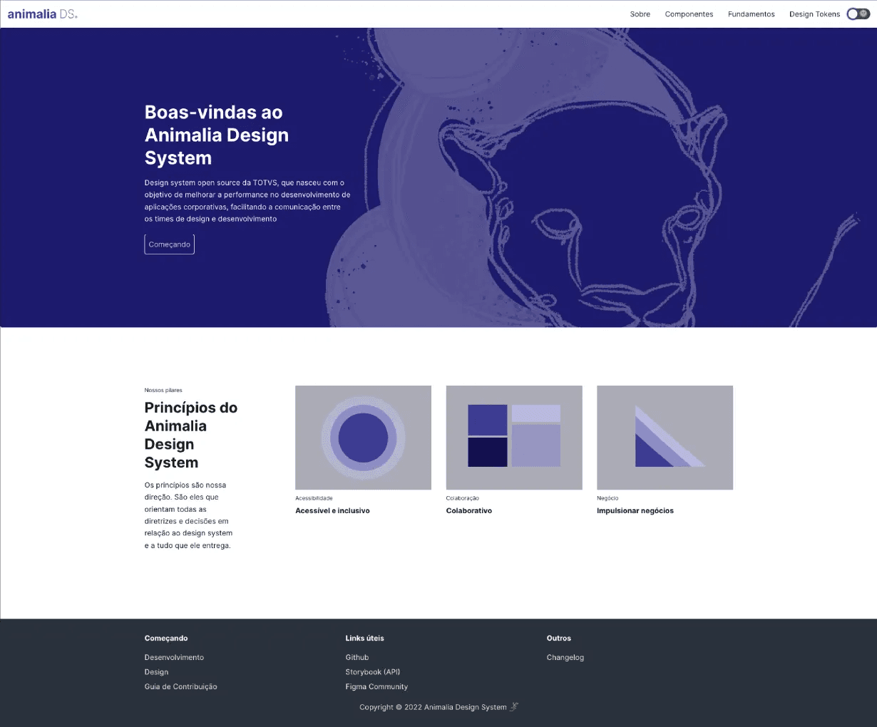 Portal do Animalia antes do redesign — densidade excessiva e baixa orientação visual
