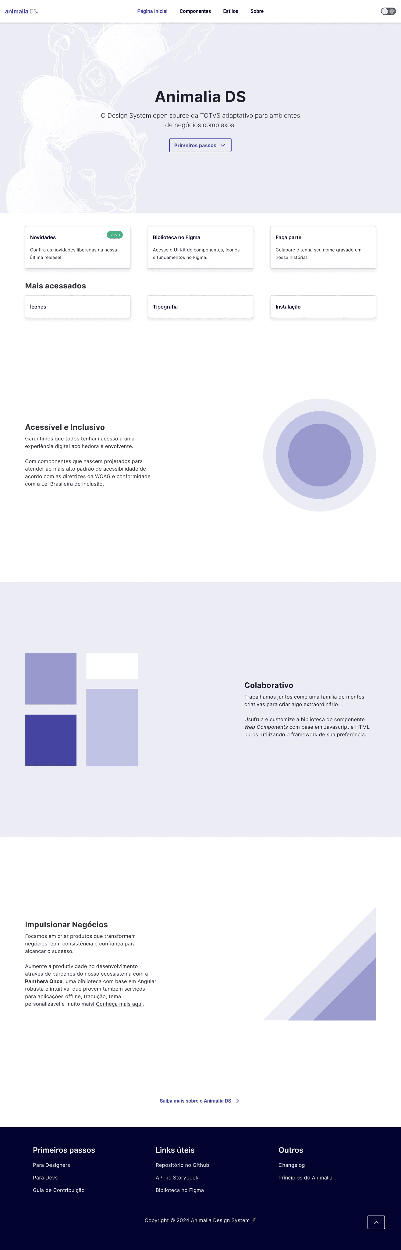 Portal do Animalia depois do redesign — hierarquia clara e navegação por contexto