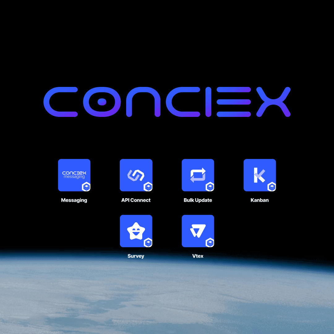 Interface do Conciex em desktop e mobile
