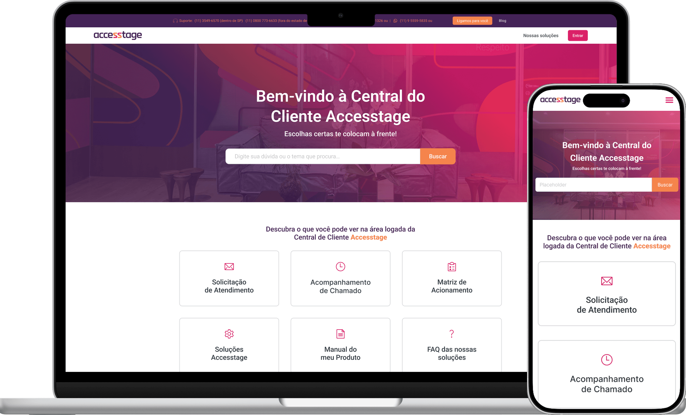 Help Center da Accesstage no Zendesk Guide — visão desktop