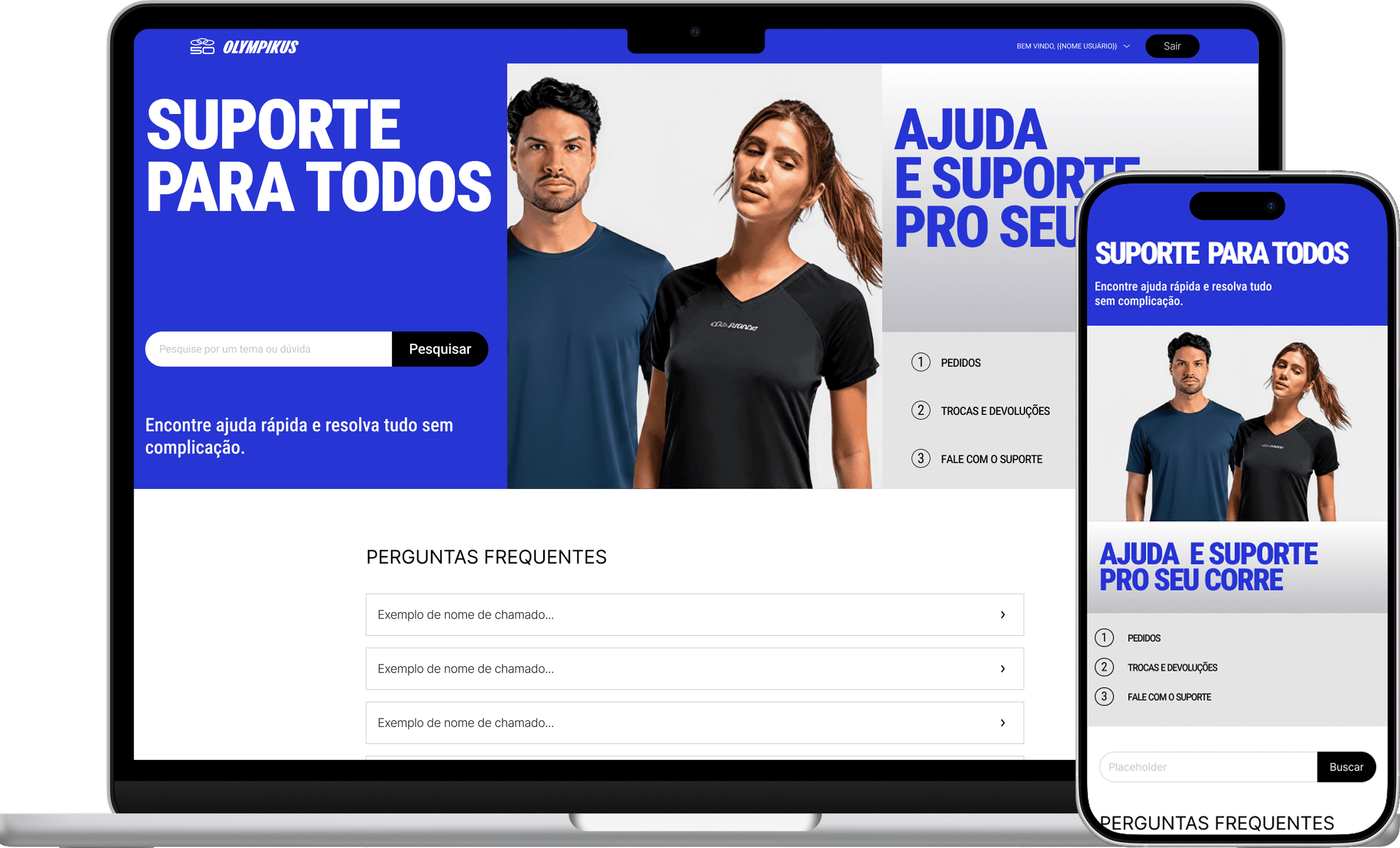 Help Center da Olympikus no Zendesk Guide — visão desktop